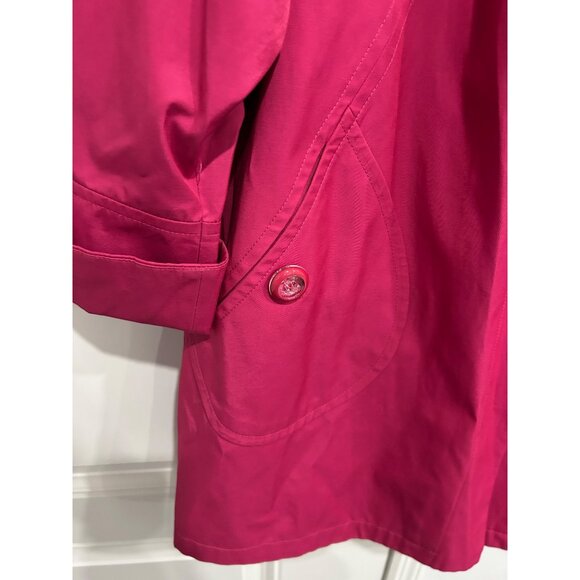 Gallery New York Fuchsia Short Trench Coat Nylon Blend Size 1X - Picture 4 of 7